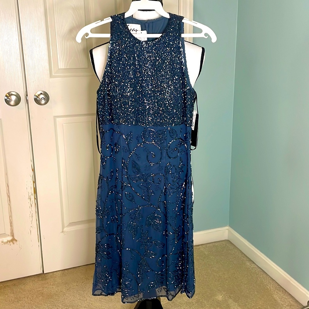 NWT Dark Blue Beaded Homecoming Dress
